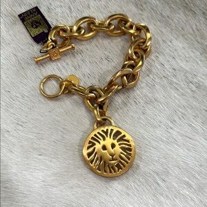 Anne Klein Gold Chain Bracelet with Lion Charm